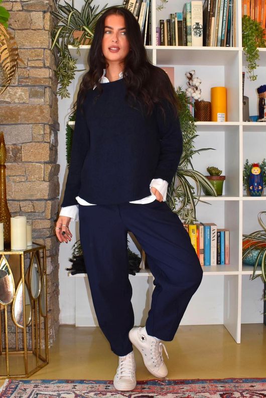 Bengaline Carrot Leg Trouser Navy